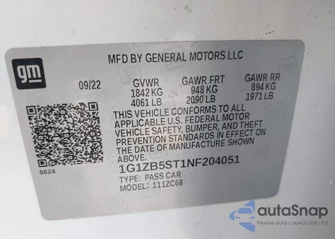 2022 Chevrolet Malibu Ls from USA, damaged, VIN 1G1ZB5ST1NF204051